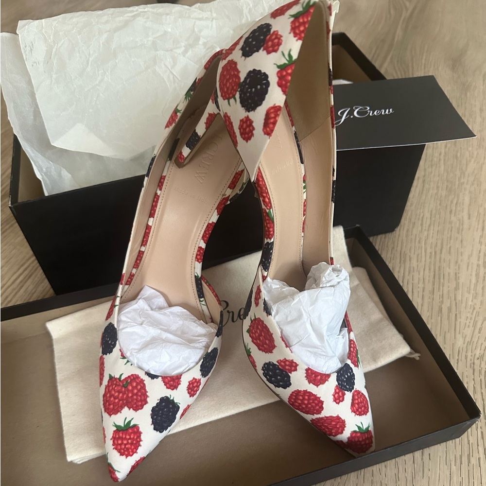 New In The Box Beautiful & Fun Dorsey Pumps in Berry Print by J.Crew